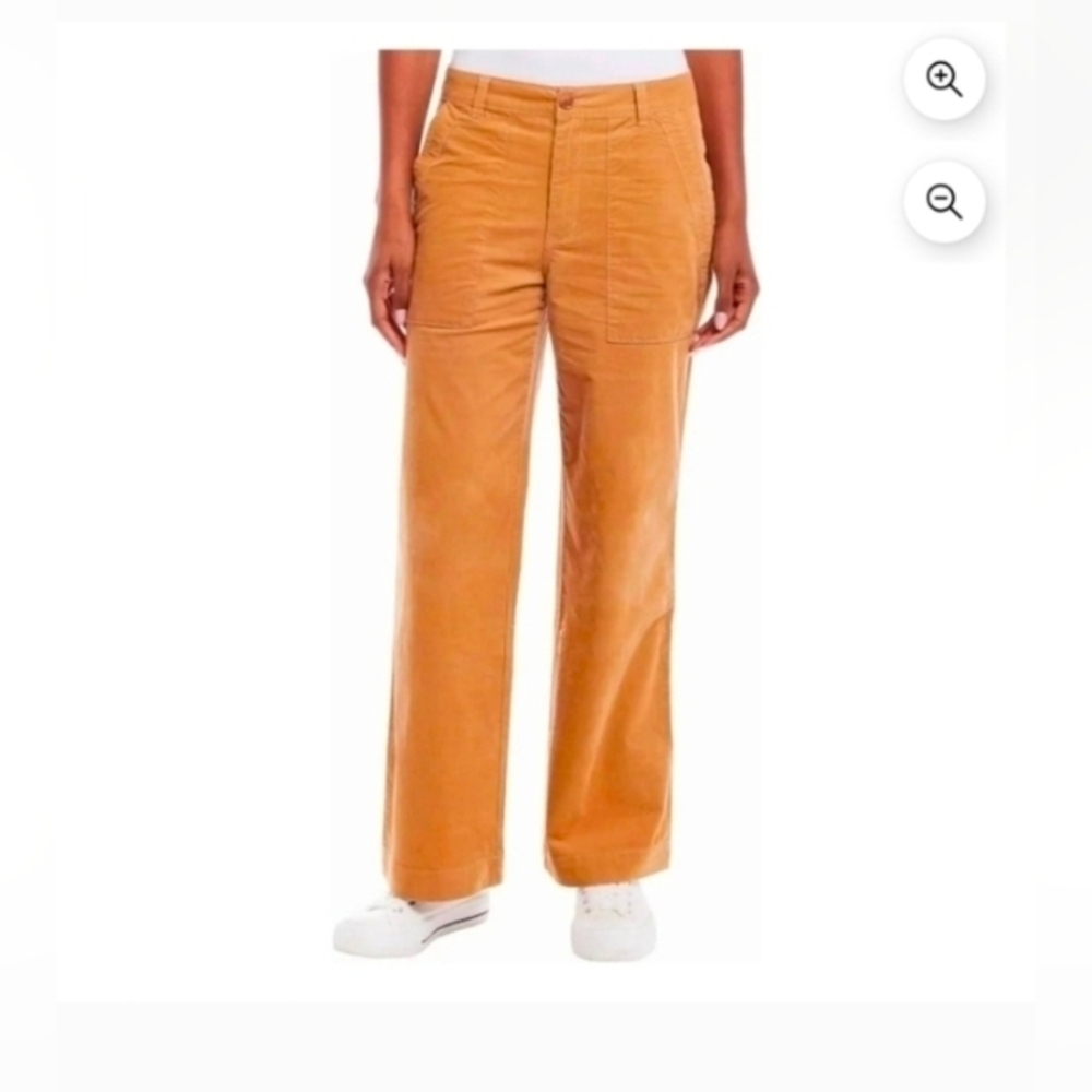 Weatherproof Vintage Womens Tan Corduroy Wide Leg Pants Stretch